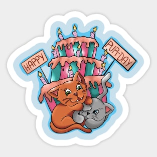 Birthday Cats Sticker